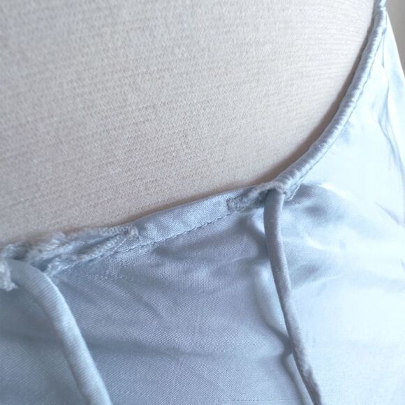 Song of Style Rosalind Maxi Dress in Baby Blue Charmeuse Backless Halter FLAW - Picture 11 of 11